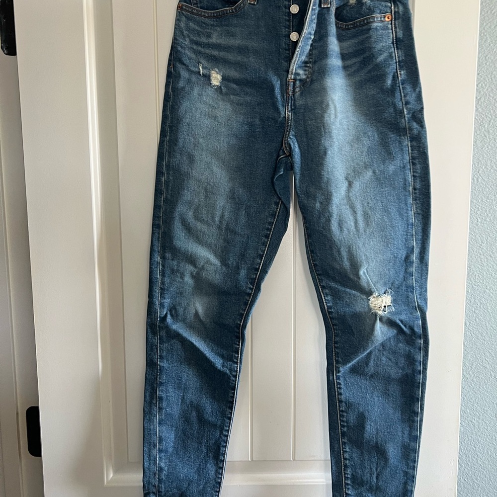 Levis Wedgie Blue Distressed Women Jeans